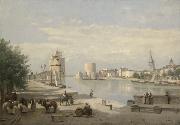 Jean Baptiste Camille  Corot The Harbor of La Rochelle oil on canvas